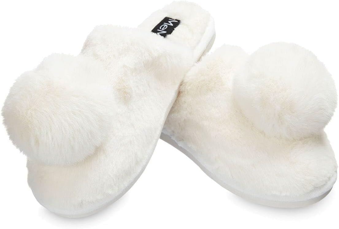 MeMoi The Gloria Plush Pom-Pom Slippers
