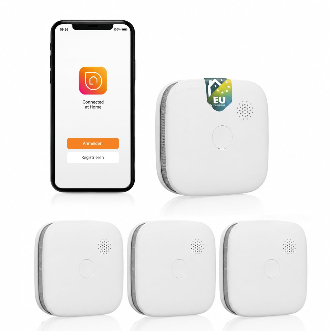 Smartwares Dreierpack vernetzte Rauchmelder von Smartwares – Kostenlose App – 85 dB – Entspricht der Norm EN-14604 – Austauschbare Batterien – LED-Anzeigen – FSM-12603