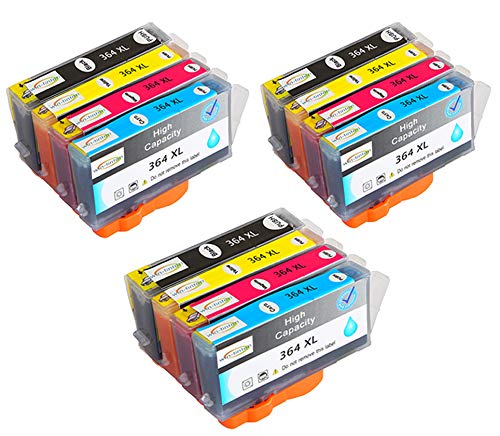 Reemplazo de Paquete de 12 Wintinten para Cartuchos de Tinta HP 364 364XL compatibles con impresoras HP Photosmart C5324, C5370, C5373, C5380, C5383, C5388, C5390, C5393, C6300, C6324, C6380