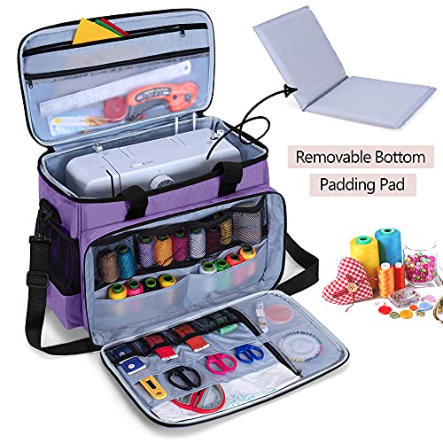 Luxja Sewing Machine Carrying Bag With Removable Padding Pad, Tote Bag For Sewing Machine And Extra Sewing Accessories, Purple #TOP2