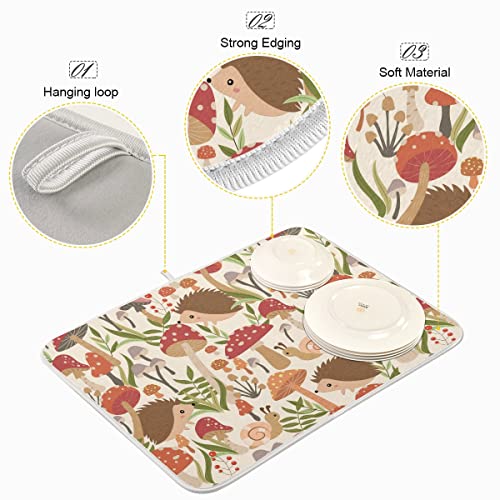 Vvfelixl G72000661P523C558S1113 Dish Drying Mat Hedgehog Snails Dish Mat Microfiber Drying Mat thumb #3