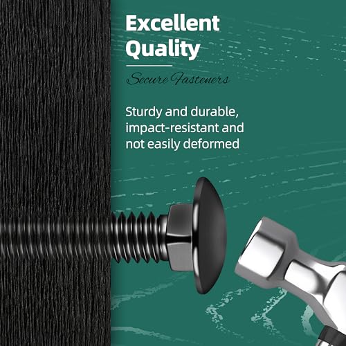 Image of (4 Sets) 3 /8-16 x 6 Carriage Bolts with Nuts and Washers, 304 Stainless Steel Round Head Square Neck 3 /8 Carriage Bolts Screws, Full Thread Black Oxided for Outdoor