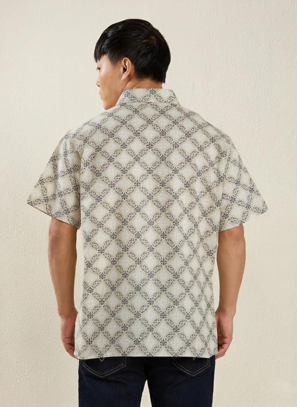 Image of MARK & ALBERT Men's Half Sleeve Linen Slim Fit Shirt