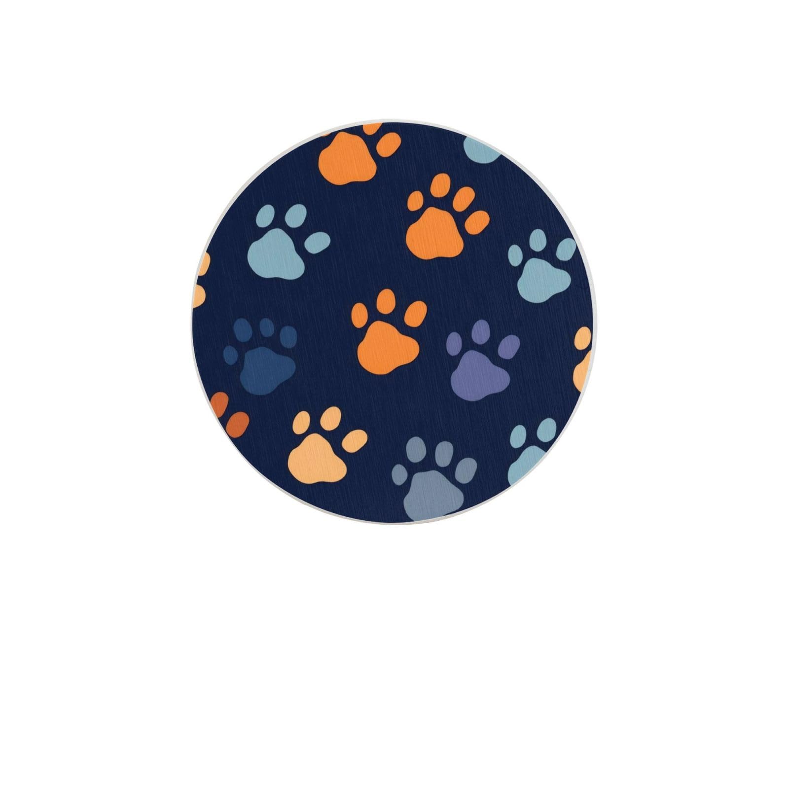Cute Dog Paw Absorbent Drink Coasters Diatomaceous Round Coaster 4 Inch Reusable Cup Coasters Set 4pc