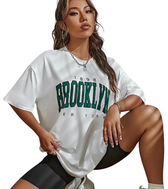 Image of DIAZ Women's Cottonblend Half Sleeve Oversized Drop Shoulder T-Shirt-Pack of 2