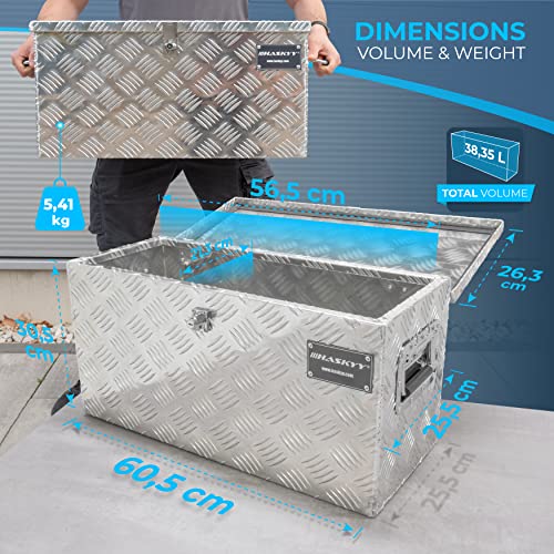 HASKYY Aluminium Transportbox 615x265x300 mm Truckbox Deichselbox Werkzeugkasten Alubox Alukoffer