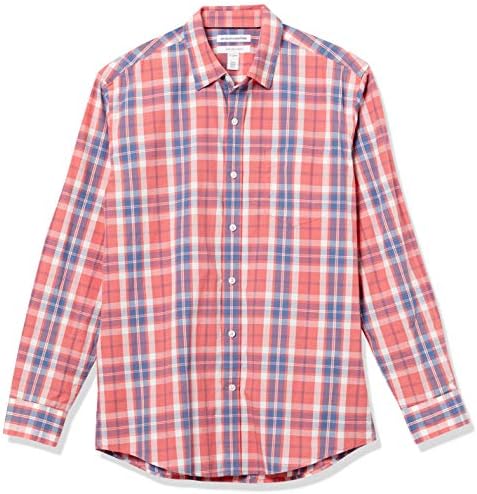 Amazon Essentials Men’s Regular-Fit Long-Sleeve Gingham Poplin Shirt