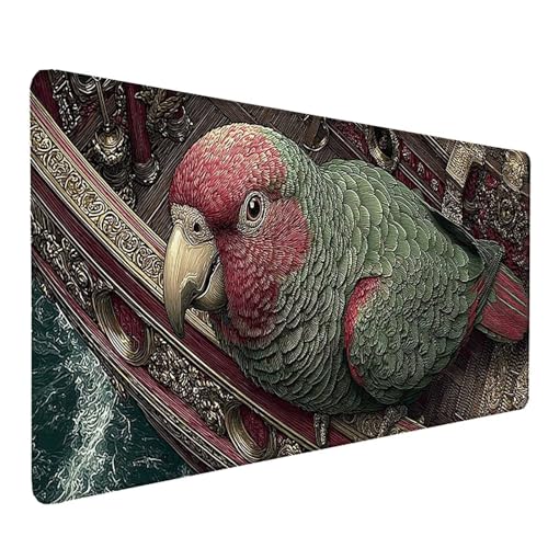 Tapis de souris XXL sous main bureau vert perroquet pour espace de travail et gamer