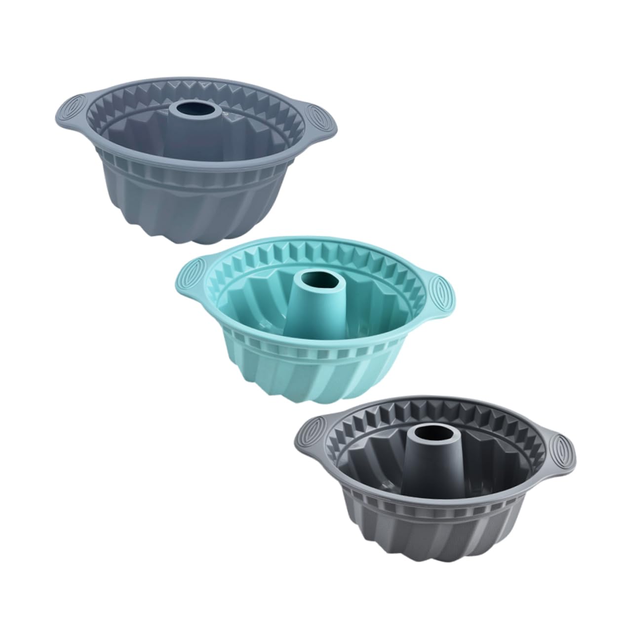 Garneck Set 3 Stampi in Silicone per Dolci, Torta Chiffon Fluted Rotondi, Antiaderenti, Grande capacità, Distribuzione Uniforme del Calore, per Feste Amici