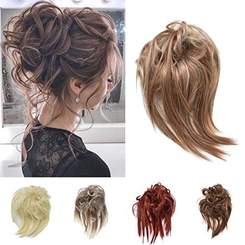 Synthetic Messy Hair Bun Extensions Rubber Band Curly Hair Chignon (3-30T613)