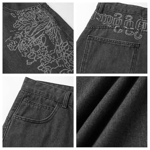 Low Rise Baggy Jeans Y2k Pants for Men Women, 90s Skater Jeans Baggy 2000s Vintage Grunge Streetwear Pants Oversized Denim4