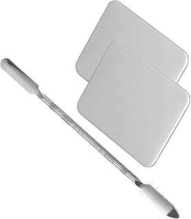 Sosoport 1 Conjunto Anel Paleta Mini Paleta De Sombra Conjuntos De Manicure Conjunto De Aço Inoxidável Paleta Cosmética Com Espátula Paleta De Mão De Maquiagem Mini Paleta De Manicure