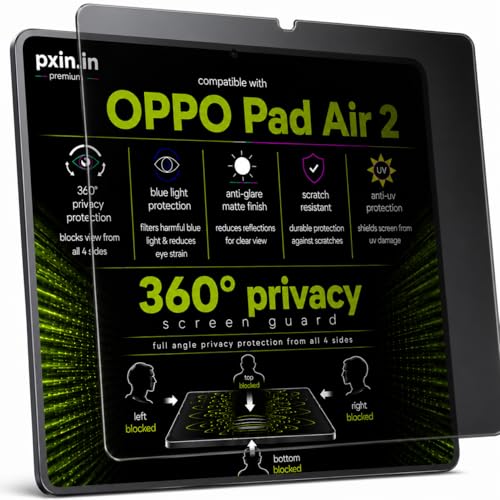 Image of Pxin 360 Pro Privacy Screen guard compatible with OPPO Pad Air 2 | Anti Glare | Anti UV | Anti Blue | Anti Reflection | Privacy Filter | Unbreakable Build
