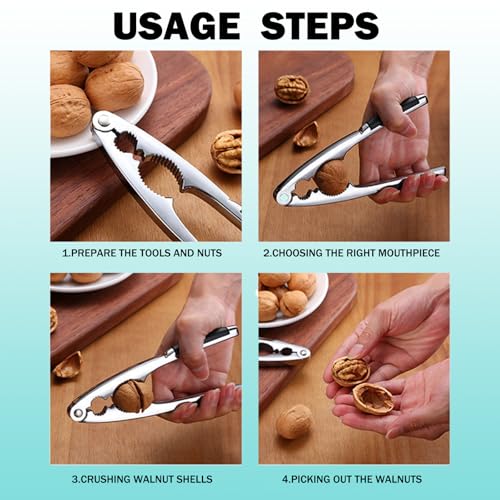nutcrackers for Nuts,nut Cracker,4 in 1 Nutcracker,Stainless Steel Walnut Cracker with Non-Slip Handle,with a Fork Walnut Tongs,Opening Tool for Nutcracker, Pecans and Seafood - Image 4