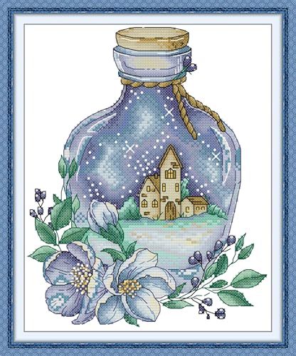 Image of CaptainCrafts Cross Stitch Kits for Adults Counted Cross Stitch Unprinted Fabrics Needlework Craft Home Decor (Counted 14CT, Magic Night Drift)