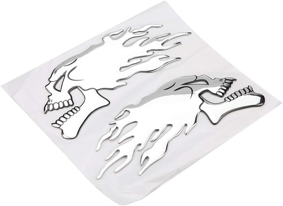 Akozon 3D Skull Head Motorcycle Car Sticker Decor - 2Pcs Soft Rubber Emblems for Fit for Honda, BJ600GS