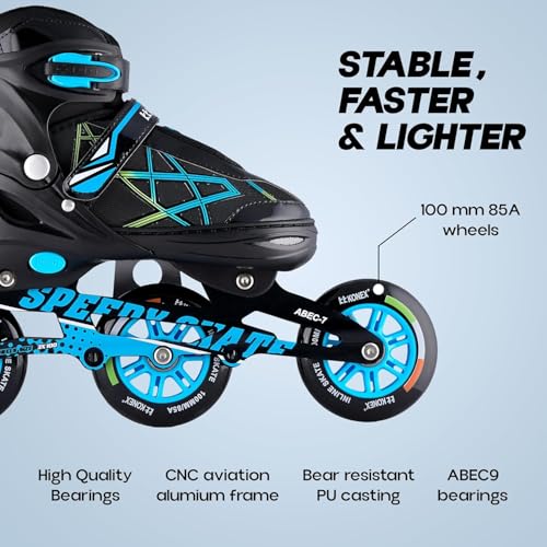Image of 3 Wheel Inline Skates for Kids | Adjustable PU Wheels, Durable Aluminium Frame & Anti-Shock Support | Comfortable Indoor & Outdoor Skating Shoes