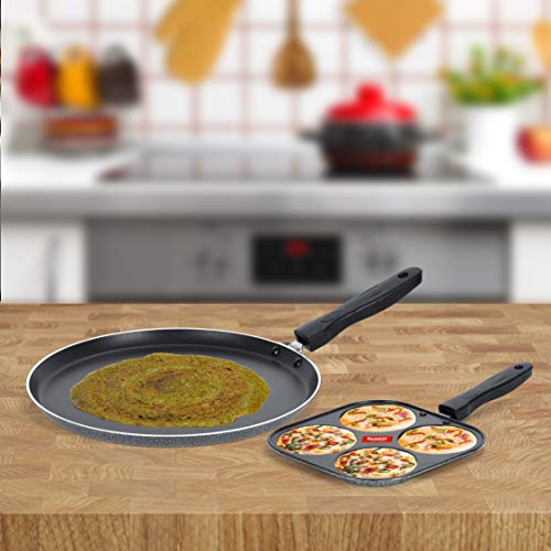 Image of Sumeet NonStick Hopea Cookware Set (Dosa Tawa - 26.5Cm Dia + Mini Multi Snack Maker - 4 Cavity -19.5cm)