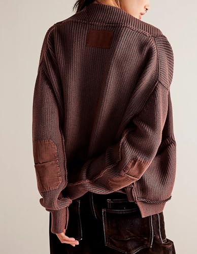 Image of Womens Cropped Cardigan Sweaters Y2k Open Front Cardigans Long Sleeve Oversized Fall Sweater Trendy