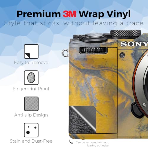 Image of Camera Skin Compatible with Sony A7C Mark II (2023) - Yellow Spill - Premium 3M Vinyl Protective Wrap Decal Cover - Easy to Apply | Crafted in the USA by MightySkins