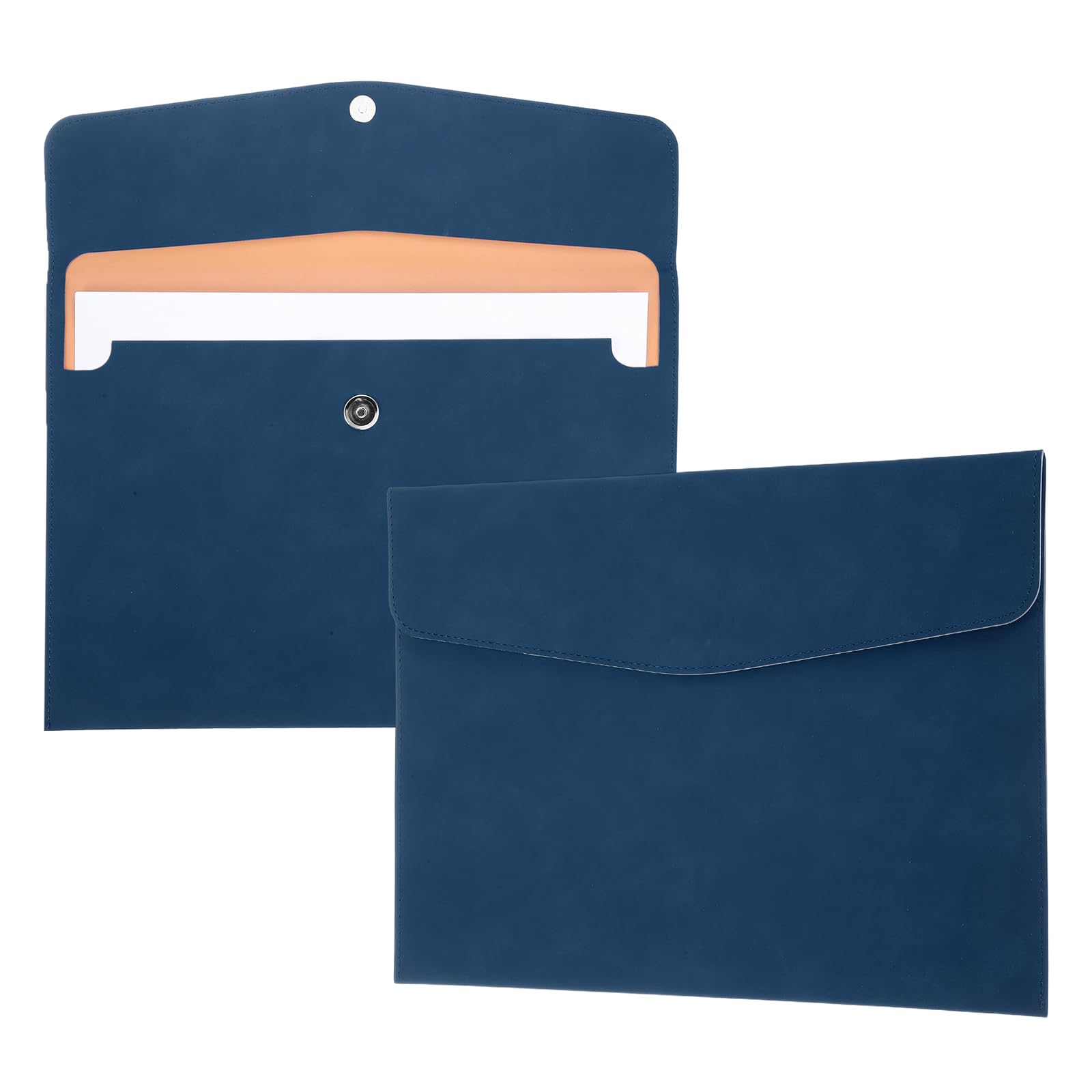 PATIKIL 2Pcs PU Leather File Folders, 13x9 A4 Document Holder Waterproof Envelope Folder with Snap Closure, Portable Portfolio Organizer Case for Paper Receipt, Blue