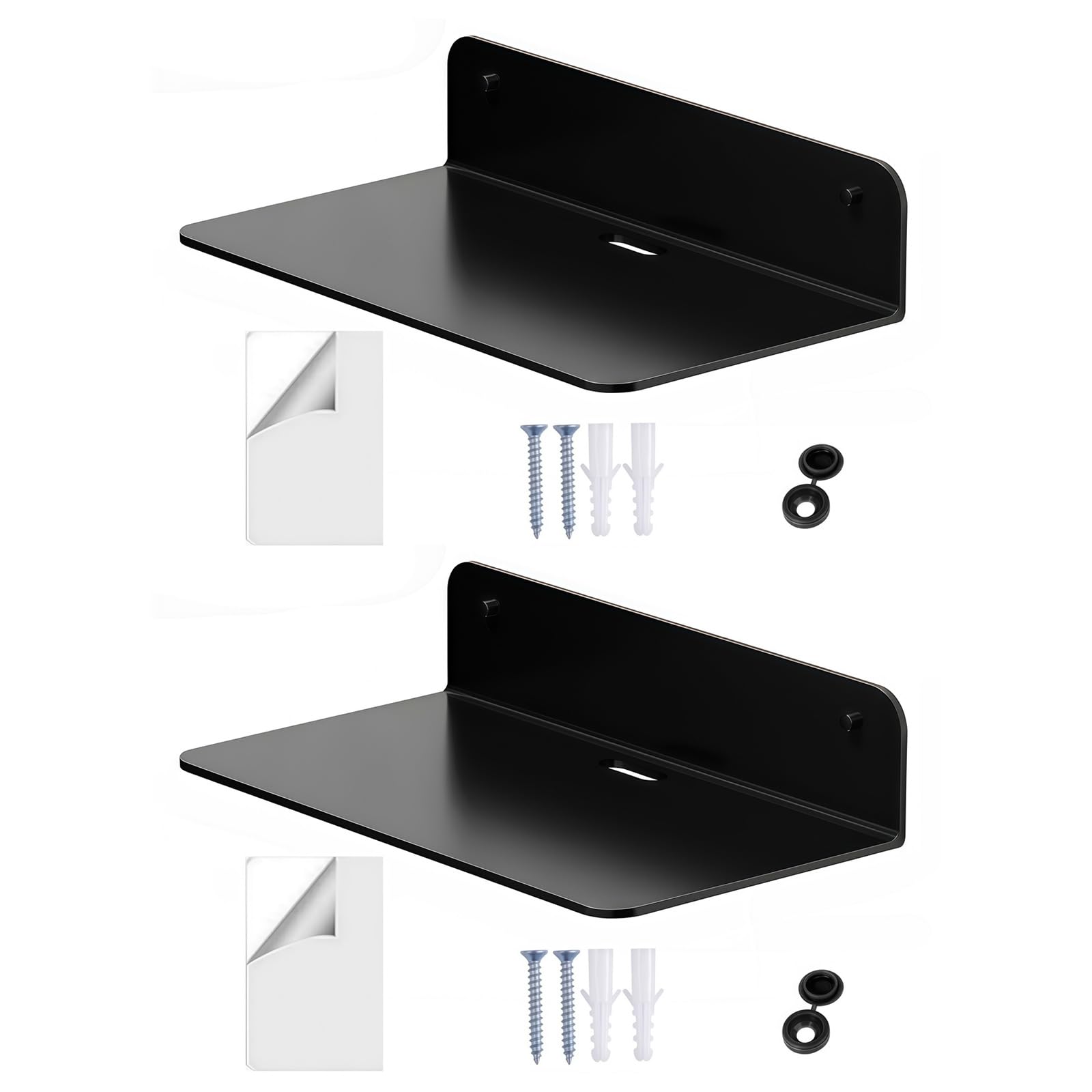 HENYGEN Wall Mounted Display Shelf for Photos and Decors Black or White Color Sturdy Acrylic Construction Stand Rack Modern Floating Shelf