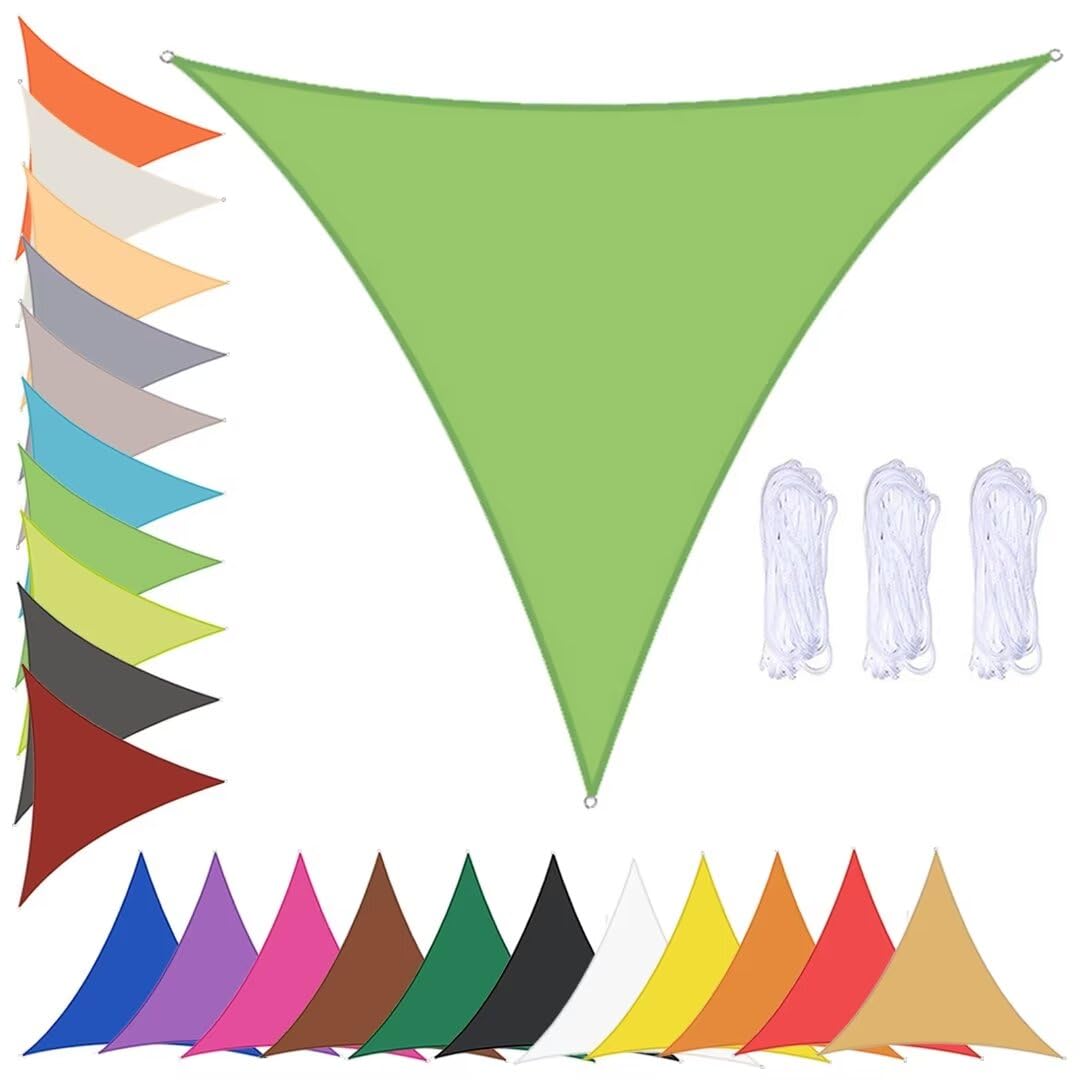 Toile d'ombrage triangulaire 6x6x6 m verte étanche pour manger sur la terrasse à l'abri du soleil