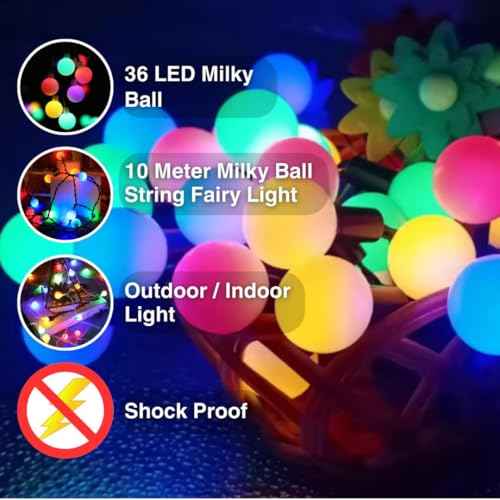 Image of WANNA PARTY Lights for Decoration Milky Bubble Ball LED Decorative Garland for Diwali Decoration for Home and Party Bedroom Indoor Outdoor Wedding Table Festive Decor