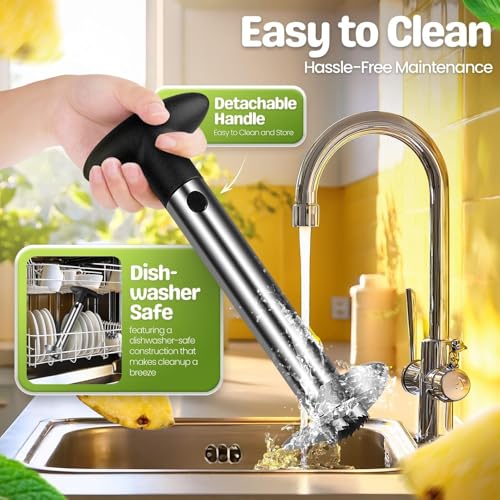 Image of Stainless Steel Pineapple Slicer and Corer Tool with Ergonomic Handle, Manual Fruit Cutter for Easy Ring Slices, Kitchen Prep Tool for Home Use