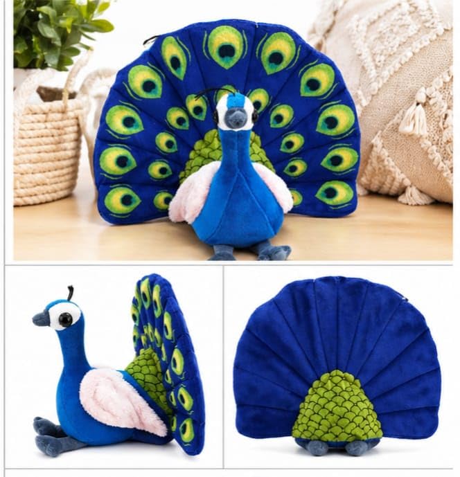 Image of Peacock Soft Toy Plush Stuffed Bird | Cute Colorful Peacock Teddy for Kids | Soft & Huggable Animal Toy | Gift for Boys & Girls 30 cm