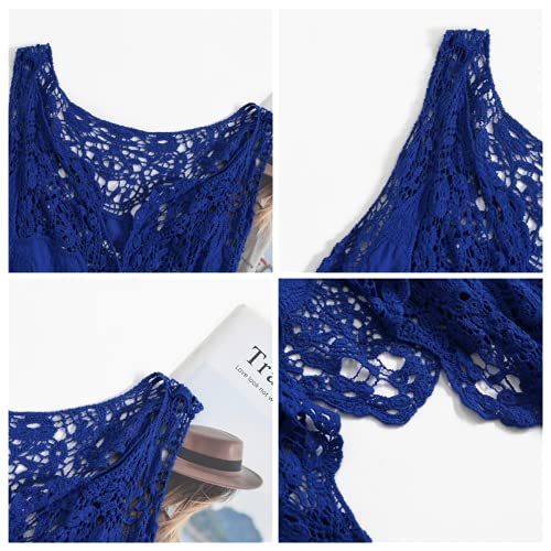 Image of CORIRESHA Womens Cardigan Casual Solid Color Stich Open Front Draped Boho Hippie Crochet Cardigan Vest