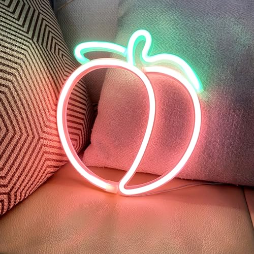 Image of Peach LED Neon Light Sign Handmade Lamp for Wall Room Party Home Bar Art Christmas Bedroom Table Wedding Party Desktop Decoration Teen Kids Birthday Holiday Gift USB Powered(Coral)