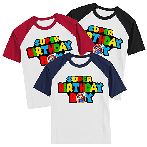 Personalized Super Birthday Shirt | Mario shirt | Handmade Decorated Shirt | Personalized with Name and Age | Unisex Short Sleeve Raglan T-Shirt4