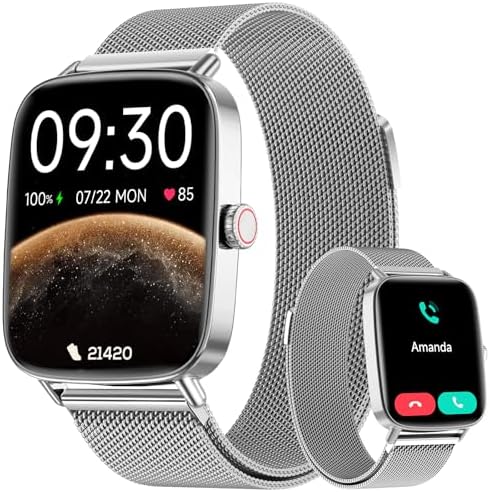 Smartwatch Herren Damen mit Telefonfunktion, 1,85" Fitnessuhr Smart Watch, 100+ Sportmodi Fitness Tracker mit Herzfrequenz/SpO2/Schlaf Monitor Schrittzähler, IP68 Wasserdicht Sport
