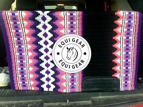 EQUIGEAR Western Show Horse Satteldecke aus neuseeländischer Wolle, Western-Design, handgefertigte Satteldecke, Wollpolster, Sensor Flex (Anpassung möglich), WI27 (34x42)