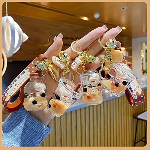 Rertnocnf Ici-Rencontrer Cute Floating Cartoon Bear Drink Bottle Design Backpack Car Key Pendant Handbag Wallet Transparent Acrylic Glitter Liquid Keychain Gifts Kids Girls Women, 5 * 3 * 3.7 Cm #TOP3