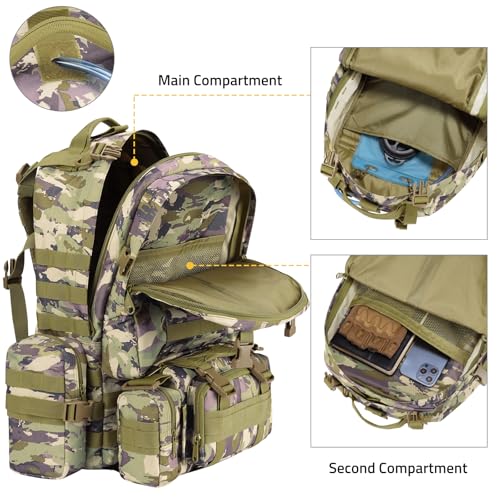 Image of CVLIFE Tactical Backpack Military Army Rucksack 60L Large Assault Pack Detachable Molle Bag, Auriclash
