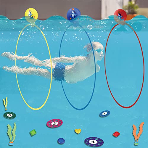 Uhdod Swim Through Rings For Pool, Pool Toys Diving Rings For Kids Diving Practice Underwater Sports Swim Thru Ring Toys Games Set For 3+ Years Kids Teens Adults #TOP4