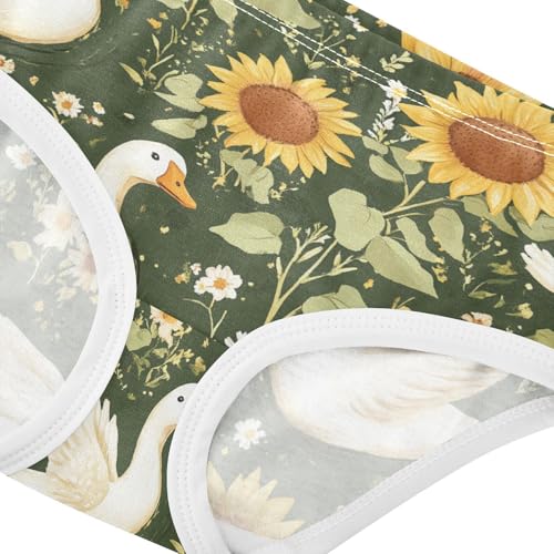 Wusikd White Ducks Girls' Underwear Cotton Sunflowers Girls Briefs Soft Toddler Underwear 2T4