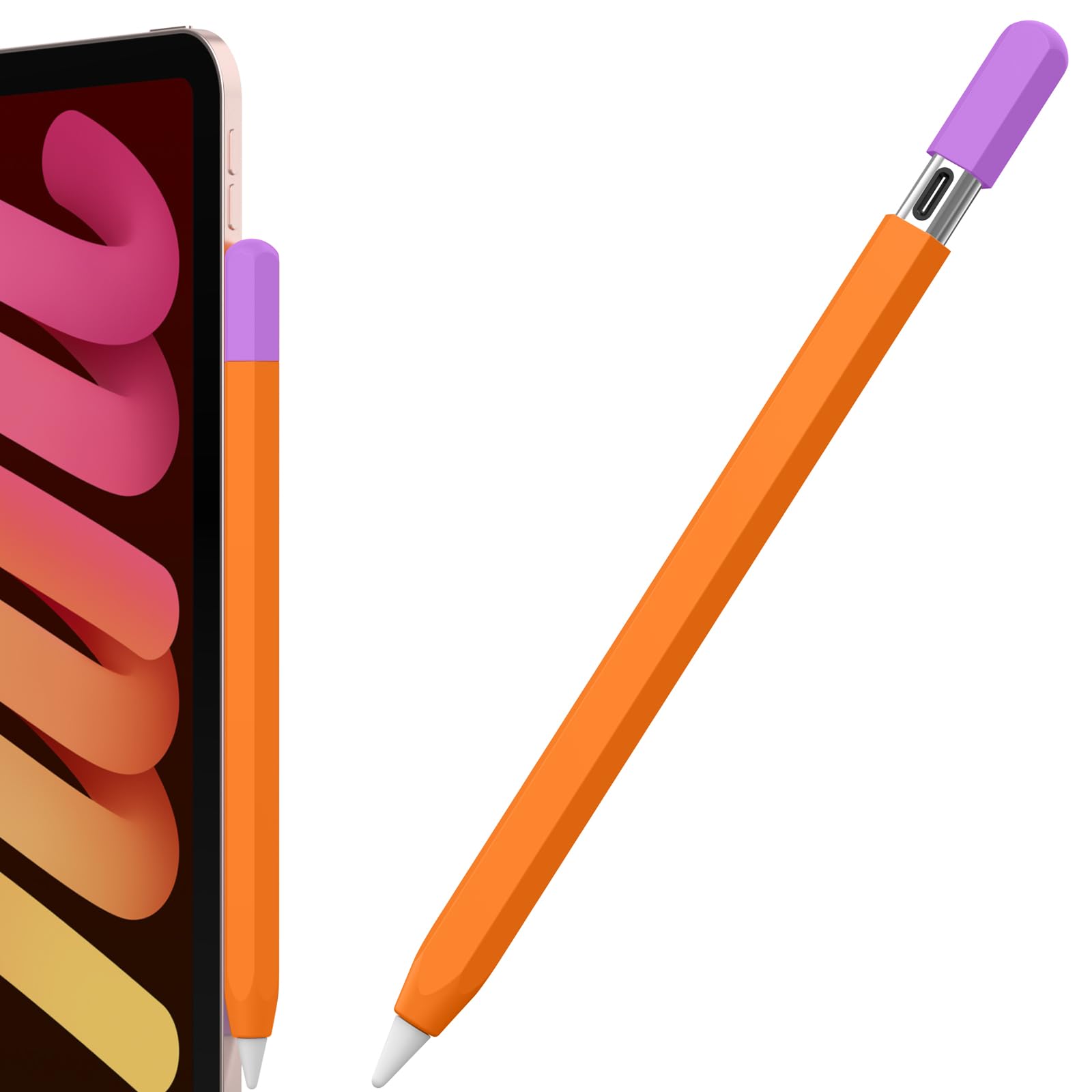 Tobfit Silicone Case for Apple Pencil (USB-C) 2023, Ultra Thin Proteative Cover Soft Skin Anti-Slip Pencil Grip Holder Compatible with Apple Pencil 3rd Generation Orange-image-43