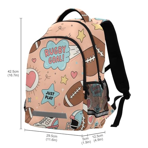 KLL Rugby Ball Goal Pink Heart Just Play Pattern Designed traveling backpacks for kids with big books bag for boy mochilas escolares para ni?as3