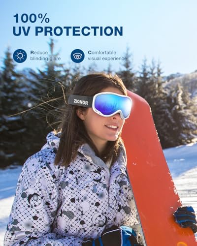 ZIONOR Lagopus Ski Snowboard Goggles UV Protection Anti fog Snow Goggles for Men Women Adult Youth - Thumbnail 4