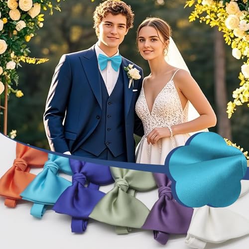 Image of Luckyvestir Oversized Bow Ties for Men, Pre Tied Clip on Men's Black Bowtie for Wedding Tuxedo Banquets Formal Wear