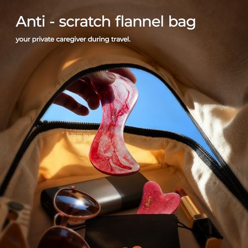 Image of Scienlodic 2 Pcs Gua Sha Massage Tools for Face & Body (Red, Resin) - Guasha Scraping Tool for Jawline Contouring, Puffiness Reduction, Neck, Shoulders, Arms & Calves Relaxation