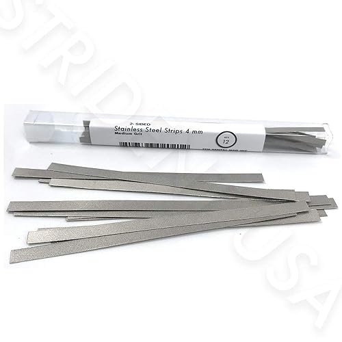 Tiras de pulido dental de acero inoxidable 4 MM grano medio (dos caras) 12/caja
