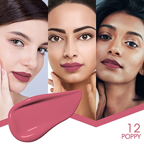 Image of Colors Queen Mattifying Non Transfer Liquid Lipstick - 12 Poppy - 3g | Long Lasting Liquid Matte Lipstick | Transfer Proof & Waterproof Lipstick Enriched with Vitamin E & Almond Oil, Lasts up-to 18 Hours