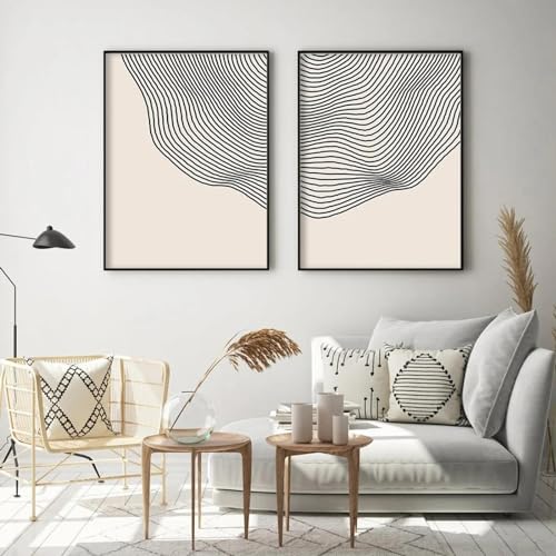 Affiches minimalistes modernes KEBIA 40x60 cm, lot de 2 toiles abstraites pour salon