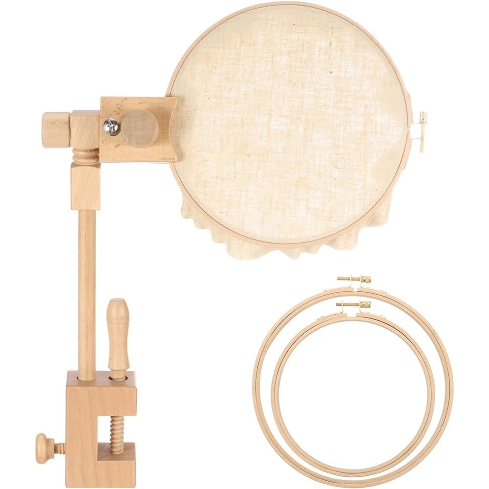 Duanthry Adjustable Rotated Beech Wood for DIY Art Craft,Needlework Projects with 6" & 8" Embroidery Hoop