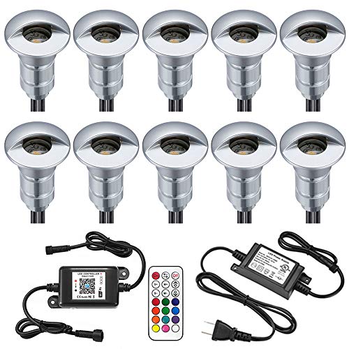Fvtled App Controlled Rgb Led Step Lights, 10Pcs Security Driveway Lights Low Voltage Outdoor Wifi Remote Control Light Work With Alexa Google Home #TOP9