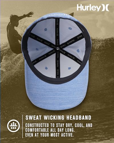 Image of Hurley Mens Baseball Cap - Moisture Wicking Curved Brim Flexfit Fitted Hats for Men with H2O-Dri Sweatband (Sizes: S-XL)